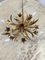 Florentine Ceiling Light with 4 Gilded Iron Lights, Flowers and 80s Leaves, 1980s 1