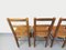 Sedie brutaliste vintage in legno e paglia, anni '60, set di 4, Immagine 6