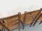 Sedie brutaliste vintage in legno e paglia, anni '60, set di 4, Immagine 5