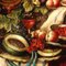 Bodegón con frutas y vajilla, década de 1600, óleo sobre lienzo, enmarcado, Imagen 5