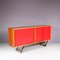 Italian Sideboard with Red Wooden Sliding Doors, 1950 5