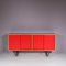 Italian Sideboard with Red Wooden Sliding Doors, 1950 4