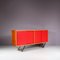 Credenza con ante scorrevoli in legno rosso, Italia, 1950, Immagine 2