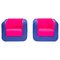 Pink & Blue Cube Armchairs from Roche Bobois, Set of 2 1