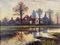 Arthur Cole, Punts on the River, pinturas al óleo, década de 1890, enmarcado. Juego de 2, Imagen 2