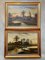 Arthur Cole, Punts on the River, Oil Paintings, 1890s, Framed, Set of 2 1