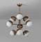 Large Pendant Light in Brass and Opaline Glass from Stilnovo, Italy, 1950s 3