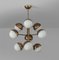 Large Pendant Light in Brass and Opaline Glass from Stilnovo, Italy, 1950s, Image 3