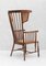 French Arts and Crafts High Back Spindle Wood Winged Armchair, 1900s, Image 4