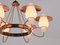 Danish Modern Six Arm Chandelier in Copper and Opaline Glass, 1960s, Image 10
