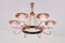 Danish Modern Six Arm Chandelier in Copper and Opaline Glass, 1960s 2