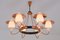 Danish Modern Six Arm Chandelier in Copper and Opaline Glass, 1960s, Image 12