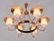 Danish Modern Six Arm Chandelier in Copper and Opaline Glass, 1960s, Image 9