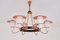 Danish Modern Six Arm Chandelier in Copper and Opaline Glass, 1960s, Image 1