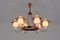 Danish Modern Six Arm Chandelier in Copper and Opaline Glass, 1960s 11