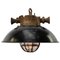 Lámparas colgantes de fábrica industriales vintage de hierro fundido y esmalte negro, Imagen 1
