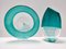 Postmoderner Teal Murano Glas Teller & Vase von La Murrina, Italien, 1970er, 2er Set 1