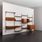 Four Bay Teak Wall Unit with Desk, 2 Cabinets and Magazines Shelf by Hansen & Guldborg, Denmark, 1960s, Image 7