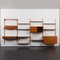 Four Bay Teak Wall Unit with Desk, 2 Cabinets and Magazines Shelf by Hansen & Guldborg, Denmark, 1960s 3