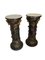 Carved Ebonised Pedestals with Rose Vine Detail & White Marble Top, Set of 2 2