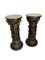 Carved Ebonised Pedestals with Rose Vine Detail & White Marble Top, Set of 2, Image 2