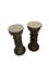 Carved Ebonised Pedestals with Rose Vine Detail & White Marble Top, Set of 2 5