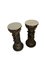 Carved Ebonised Pedestals with Rose Vine Detail & White Marble Top, Set of 2, Image 5
