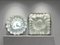 Round and Square Clear Glass Flush Mounts, 1960s, Set of 2 1