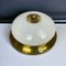 Small White Opaline Glass and Brass Flush Mount, 1970s 2