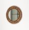 Mid-Century Rattan & Bamboo Sunburst Round Wall Mirror, Italy, 1960s 8