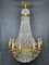 French Brass & Crystal Sac De Pearl Chandelier 1