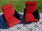 Vintage Armlehnstühle in Rot und Schwarz, 2er Set 2