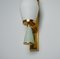 Vintage Italian Brass Wall Lamps in Sage Green & Opaline Glass, 1950s, Set of 2 5