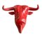 Vintage Portuguese Bull Sculpture on Ceramic Painted in Red from Campo Santa Clara 1