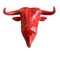 Vintage Portuguese Bull Sculpture on Ceramic Painted in Red from Campo Santa Clara, Image 1