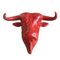 Vintage Portuguese Bull Sculpture on Ceramic Painted in Red from Campo Santa Clara, Image 2