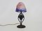 Art Deco French Mushroom Glass Lamp Wrought Iron and Glass Paste, 1930s 4