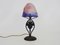 Art Deco French Mushroom Glass Lamp Wrought Iron and Glass Paste, 1930s, Image 4