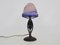 Art Deco French Mushroom Glass Lamp Wrought Iron and Glass Paste, 1930s 5