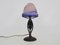 Art Deco French Mushroom Glass Lamp Wrought Iron and Glass Paste, 1930s, Image 5