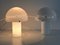 Italienische Mid-Century Mushroom Tischlampen aus weißem Muranoglas von Mazzega, 1970er, 2er Set 6