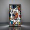 Stained Glass Panel with Man by Hubert Estourgie, 1950s 2