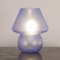 Lámpara de mesa hongo de cristal de Murano azul, Italia, Imagen 3