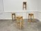 High Stools in Raw Wood, 1960s, Set of 4 7