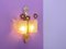 Lámpara de pared Grand Hotel de cristal de Murano con polvo dorado y flores de color morado de Barovier & Toso, Murano, Venecia, Italia, años 50, Imagen 3