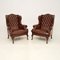 Vintage Leather Wing Back Armchairs, 1930, Set of 2, Image 1