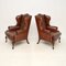 Vintage Leather Wing Back Armchairs, 1930, Set of 2 3