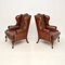 Vintage Leather Wing Back Armchairs, 1930, Set of 2, Image 3