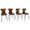 Dining Table and Chairs in Curved Wood and Iron by Carlo Ratti, Italy, 1950s, Set of 5 6