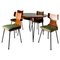 Dining Table and Chairs in Curved Wood and Iron by Carlo Ratti, Italy, 1950s, Set of 5 2